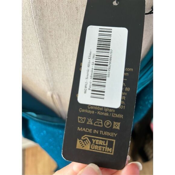 Blue/green long sleeve dress size 12-14 fancy going out cover up dress - Picture 6 of 8